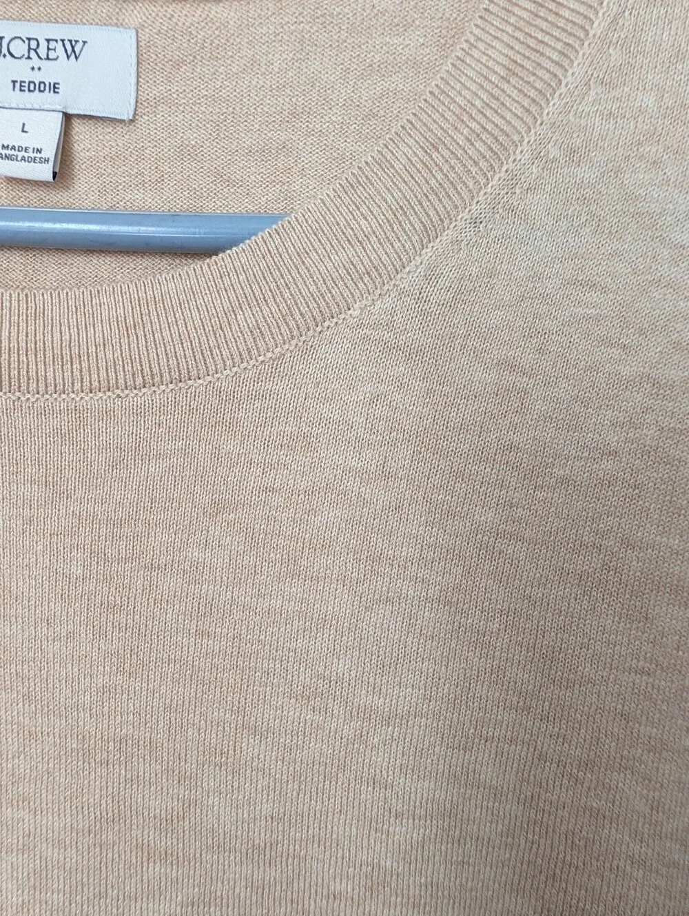 J. Crew L Teddie Pullover Beige Crewneck Lightweight Sweater 2025 Minimalist